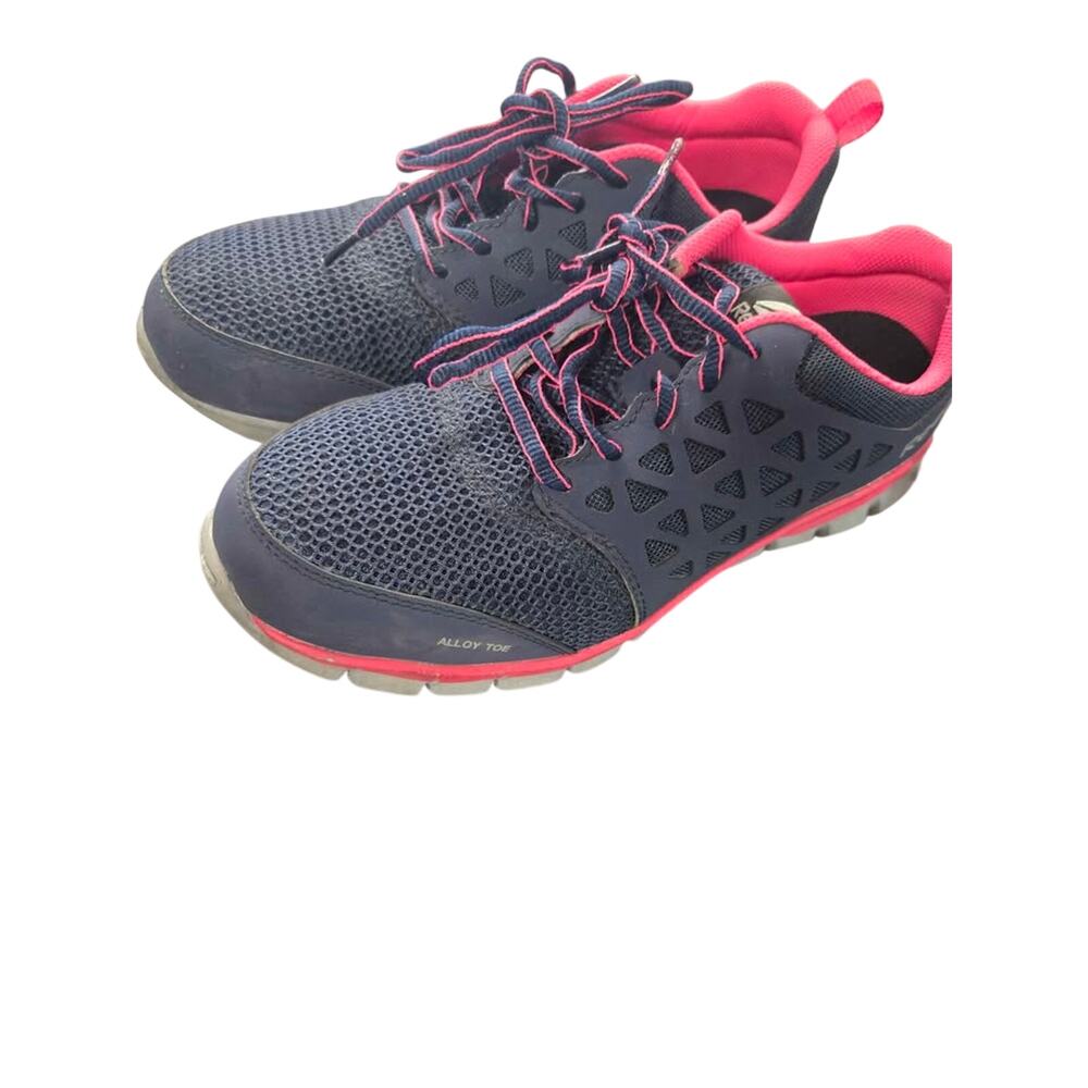 Reebok Work Sublite Cushion Alloy Toe Safety Shoes Women's Size‎ 9W Blue Pink